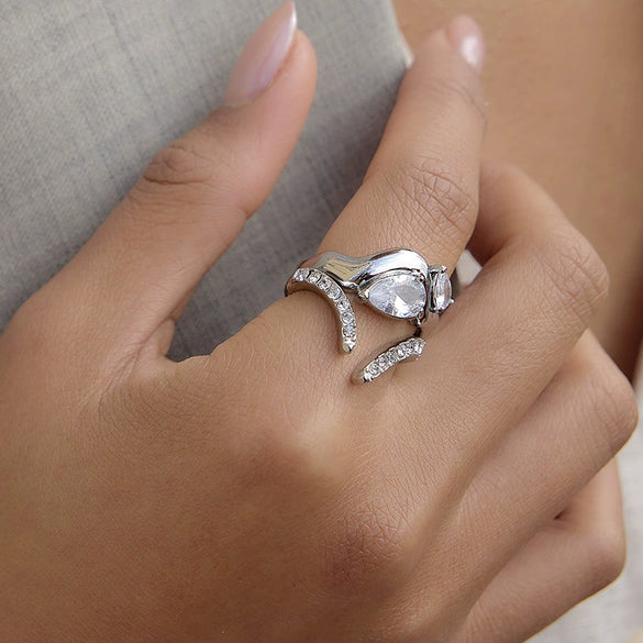 Wholesale Geometric Stainless Steel Vacuum Real Gold Plated Rings For Women