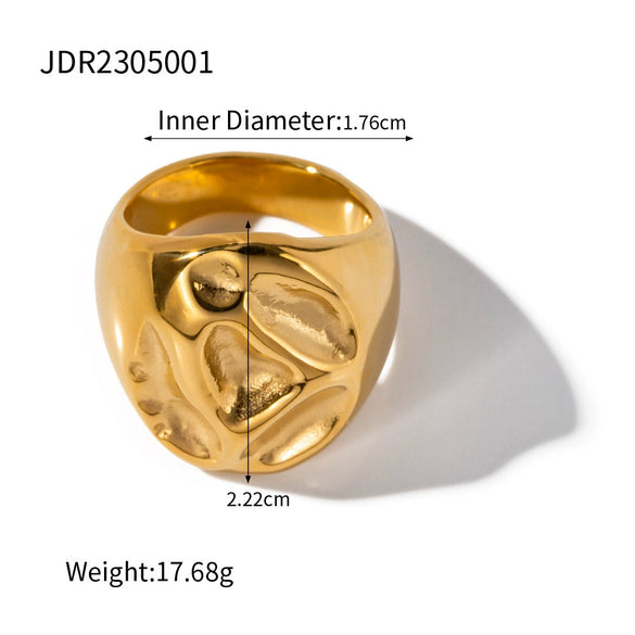 Wholesale Geometric Stainless Steel Vacuum Real Gold Plated Rings For Women