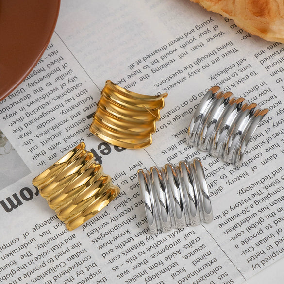 Wholesale Geometric Stainless Steel Vacuum Real Gold Plated Women's Earrings Accessories