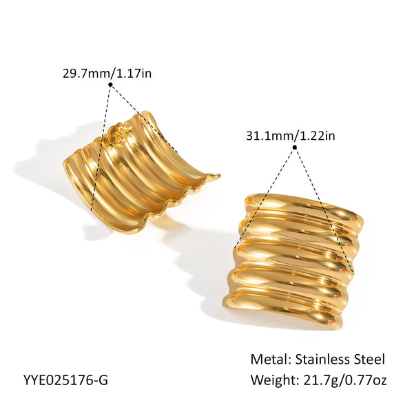 Wholesale Geometric Stainless Steel Vacuum Real Gold Plated Women's Earrings Accessories