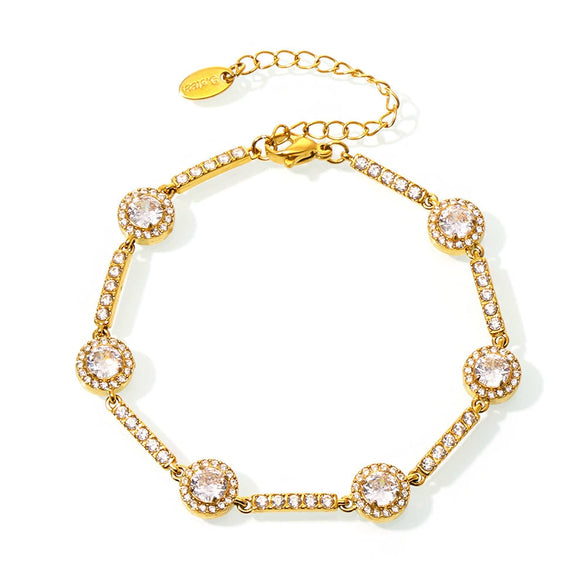 Wholesale Geometric 316L Stainless Steel Zircon Handmade 18K Gold Plated Elegant Women's Bracelet