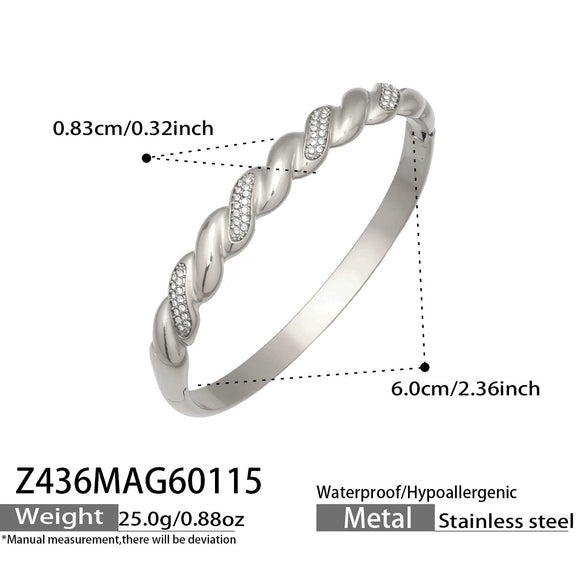 Wholesale Geometric Stainless Steel Zircon Inlay 18K Gold Plated Clasp Bracelet