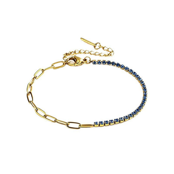 Wholesale Geometric Stainless Steel Zircon Vacuum Plated 18K Gold Chain Bracelet For Women