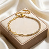 Wholesale Geometric Stainless Steel Zircon Vacuum Plated 18K Gold Chain Bracelet For Women