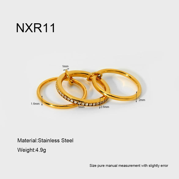 Wholesale Geometric Stainless Steel Zirconencrusted 18K Goldplated Ring For Women Luxury Jewelry