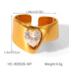 Wholesale Geometric Stainless Steel Zirconia Inlaid Open Ring For Women Couple Jewelry