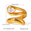 Wholesale Geometric Stainless Steel Zirconia Inlaid Open Ring For Women Couple Jewelry
