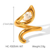 Wholesale Geometric Stainless Steel Zirconia Inlaid Open Ring For Women Couple Jewelry