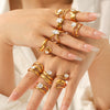 Wholesale Geometric Stainless Steel Zirconia Inlaid Open Ring For Women Couple Jewelry