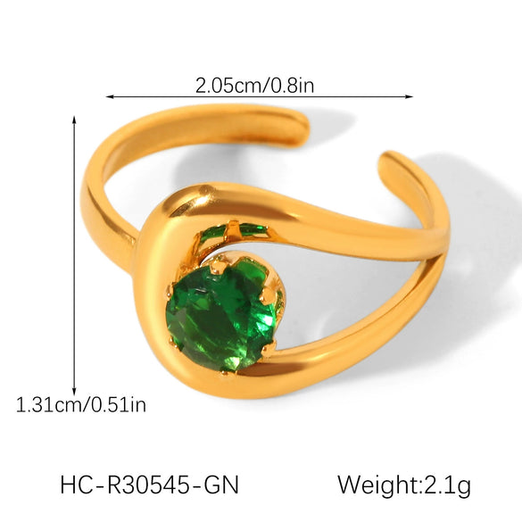 Wholesale Geometric Stainless Steel Zirconia Inlaid Open Ring For Women Couple Jewelry