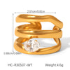 Wholesale Geometric Stainless Steel Zirconia Inlaid Open Ring For Women Couple Jewelry