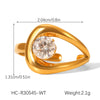 Wholesale Geometric Stainless Steel Zirconia Inlaid Open Ring For Women Couple Jewelry