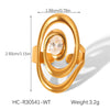Wholesale Geometric Stainless Steel Zirconia Inlaid Open Ring For Women Couple Jewelry