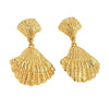 Wholesale Geometric Stamped Stainless Steel Shell Pendant Earrings For Women In Minimalist Style