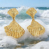 Wholesale Geometric Stamped Stainless Steel Shell Pendant Earrings For Women In Minimalist Style