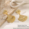 Wholesale Geometric Stamped Stainless Steel Shell Pendant Earrings For Women In Minimalist Style