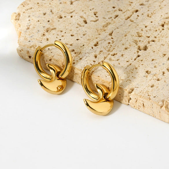 Wholesale Geometric Star And Moon Pendant Stainless Steel 18K Gold Plated Earrings For Women