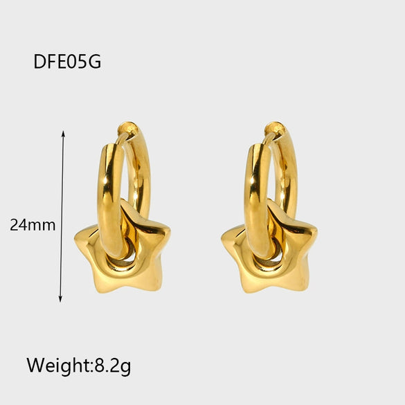 Wholesale Geometric Star And Moon Pendant Stainless Steel 18K Gold Plated Earrings For Women