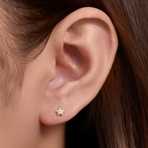 Wholesale Geometric Star Diamond S925 Sterling Silver Flat Head Piercing Thread Ear Bone Nail Earrings For Women