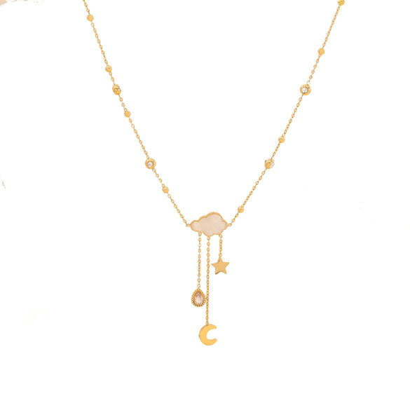 Wholesale Geometric Star Stainless Steel Electroplated Tassel Necklace With Oshaped Chain For Women