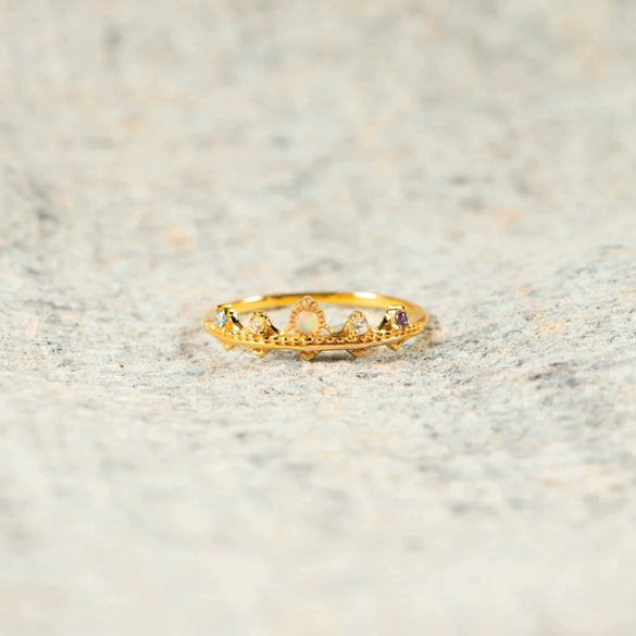 Wholesale Geometric Sterling Silver Crown Zircon Women's Ring With Electroplating