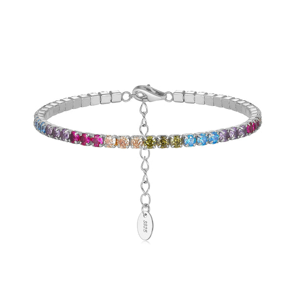 Wholesale Geometric 925 Sterling Silver Cubic Zirconia Tennis Bracelet With Electroplating For Women