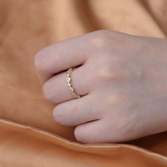 Wholesale Geometric Sterling Silver Diamond Ring For Women