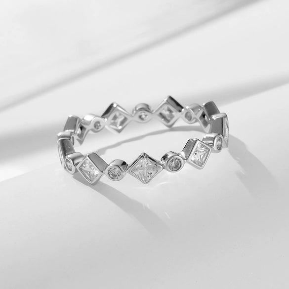 Wholesale Geometric Sterling Silver Diamond Ring For Women
