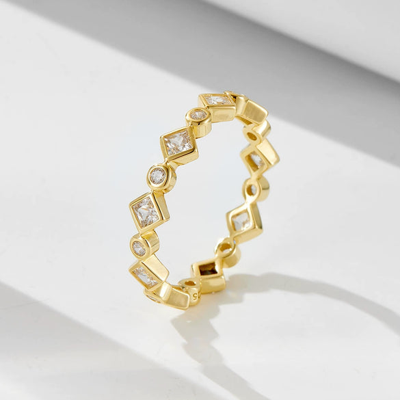 Wholesale Geometric Sterling Silver Diamond Ring For Women