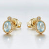 Wholesale Geometric 925 Sterling Silver Electroplated Stud Earrings With Sky Blue Topaz And Zircon For Women