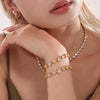 Wholesale Geometric Stitching 5A Zircon Full Diamond Bracelet In Titanium Steel With Electroplating Treatment For Women