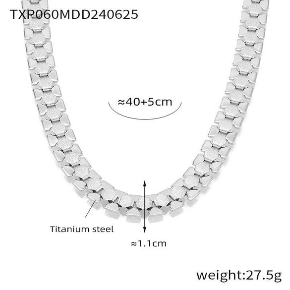 Wholesale Geometric Stitching 18K Gold Plated Titanium Steel Necklace And Bracelet Set For Women