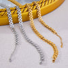 Wholesale Geometric Stitching 18K Gold Plated Titanium Steel Necklace And Bracelet Set For Women