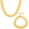 Wholesale Geometric Stitching 18K Gold Plated Titanium Steel Necklace And Bracelet Set For Women