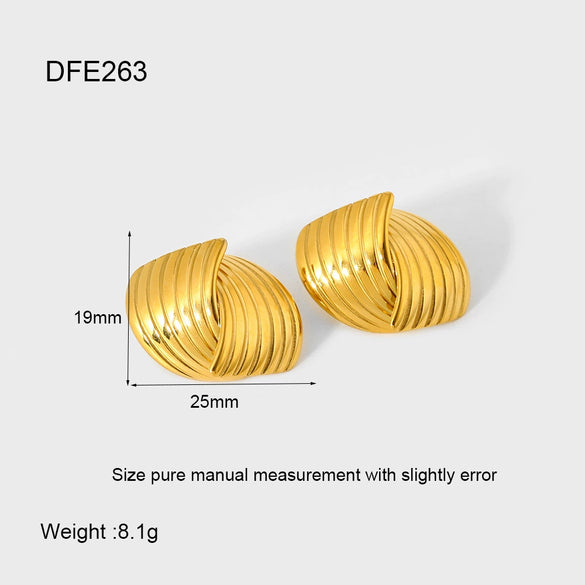 Wholesale Geometric Striped Cross Stainless Steel 18K Gold Plated Earrings For Women High End Jewelry
