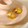 Wholesale Geometric Striped Cross Stainless Steel 18K Gold Plated Earrings For Women High End Jewelry