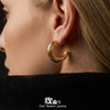 Wholesale Geometric Striped Cshaped Stainless Steel Goldplated Earrings For Women