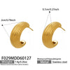 Wholesale Geometric Striped Cshaped Stainless Steel Goldplated Earrings For Women