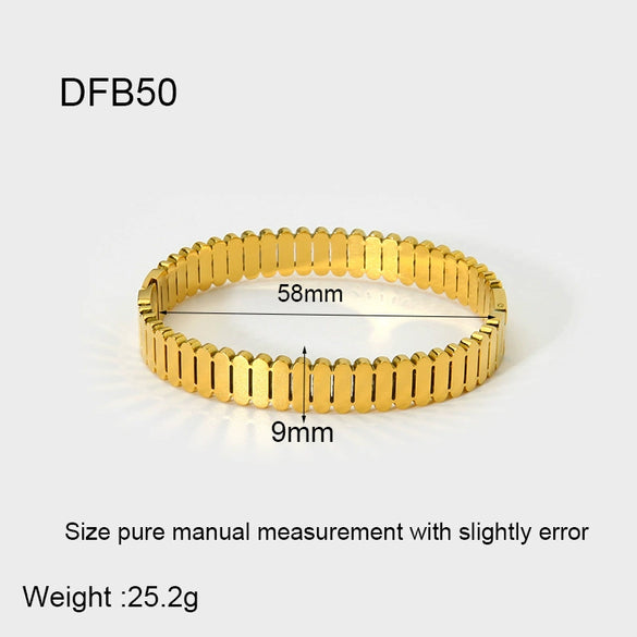 Wholesale Geometric Striped 18K Gold Electroplated Stainless Steel Bracelet Jewelry For Women
