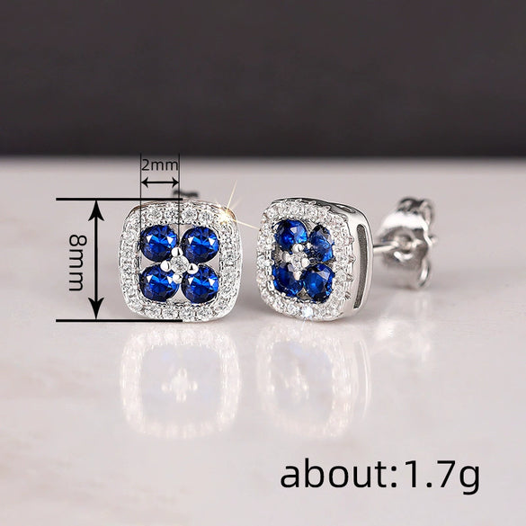 Wholesale Geometric Stud Earrings For Women Copper Zirconia Elegant Design