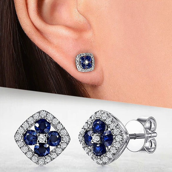 Wholesale Geometric Stud Earrings For Women Copper Zirconia Elegant Design
