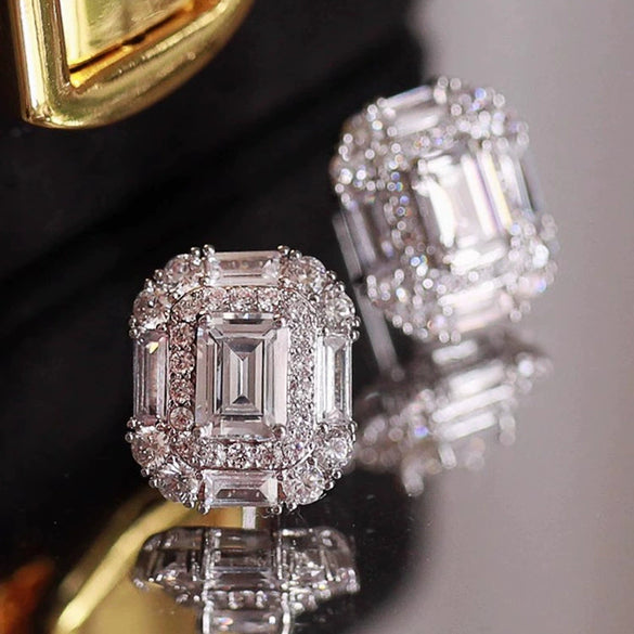 Wholesale Geometric Stud Earrings For Women Copper Zirconia Highend Jewelry