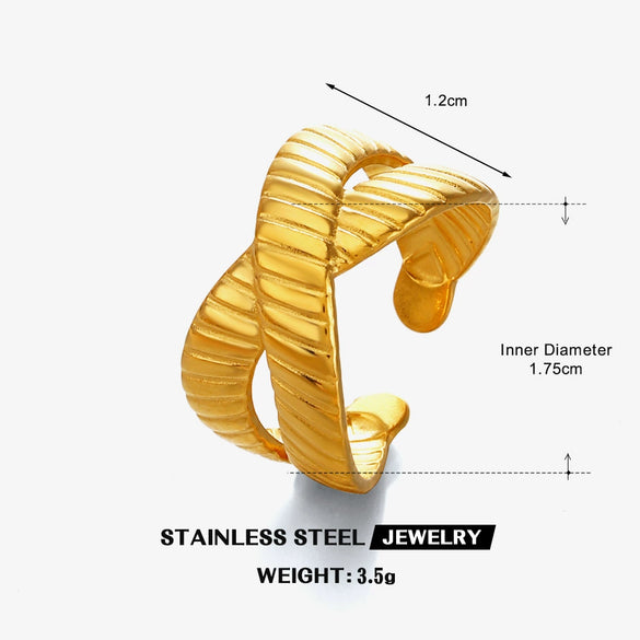 Wholesale Geometric Style Electroplated Stainless Steel Cross Open Ring For Women