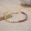 Wholesale Geometric Style Natural Stone And Freshwater Pearl 925 Sterling Silver Paper Clip Bracelet For Women With Electroplating