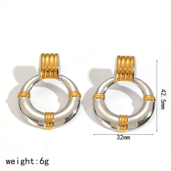 Wholesale Geometric Style Pvd Furnace Vacuum Real Gold Plated Stainless Steel Hoop Earrings For Women