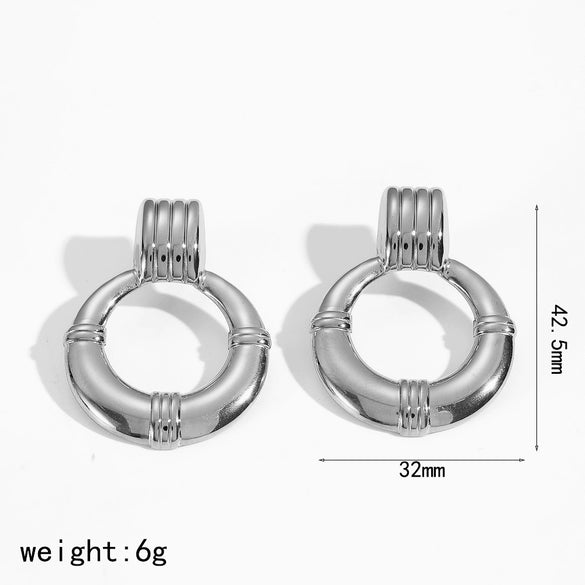 Wholesale Geometric Style Pvd Furnace Vacuum Real Gold Plated Stainless Steel Hoop Earrings For Women