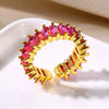 Wholesale Geometric Style Rectangular Full Diamond Colorful Zircon Copper Ring For Women