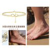 Wholesale Geometric Style S925 Sterling Silver Women's Anklet With Double Layer 8 Word Lucky Symbol
