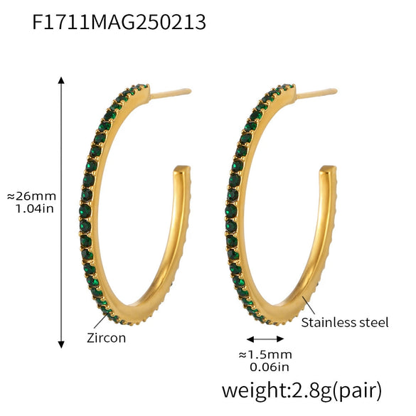 Wholesale Geometric Style Stainless Steel And Titanium Steel Inlaid Zircon Electroplated Earrings For Women