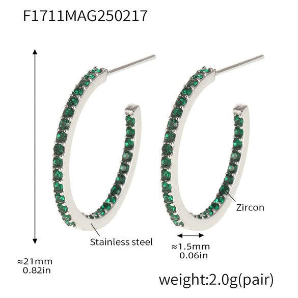 Wholesale Geometric Style Stainless Steel And Titanium Steel Inlaid Zircon Electroplated Earrings For Women